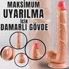 UNIQUE XL Realistik Dokuda Damarlı Dildo Vantuzlu Büyük Boy Gerçekçi Yapay Penis 27 CM