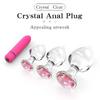 CRYSTAL CLEAR Titreşimli Pembe Mücevher Taşlı Kristal Cam Anal Plug Set