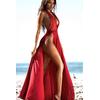 Seksi Giyim Uzun Gecelik Elbise Kırmızı - 6214