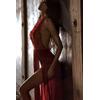 Seksi Giyim Uzun Gecelik Elbise Kırmızı - 6214