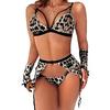 Tangalı Eldivenli Seksi Leopar Fantezi Jartiyer Takım - 2664