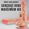 UNIQUE Realistik Dokuda Eğik ve Damarlı Dildo Vantuzlu Gerçekçi Yapay Penis 18 CM