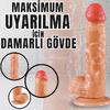 UNIQUE Realistik Dokuda Kalın Damarlı Dildo Vantuzlu Gerçekçi Yapay Penis 20 CM